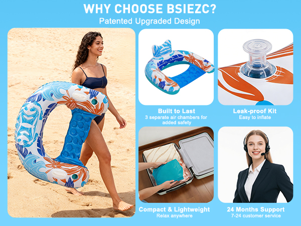 BSIEZC Pool floats are built to last, leak-proof kit, lightweight & portable, 7-24 service support