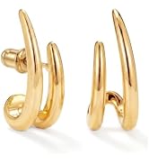 MUMREUES Gold Earrings for Women Trendy 14K Gold Plated Stud Earrings Dainty Minimalist Simple Hy...