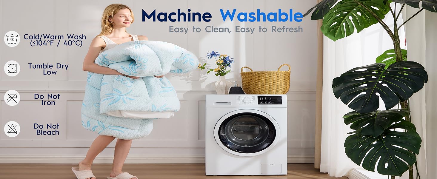 Machine washable mattress pad for easy cleaning and everyday care