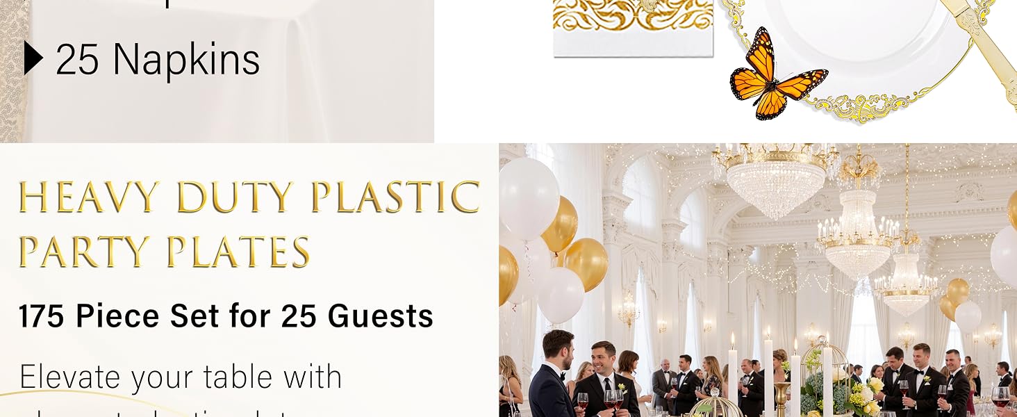 clear gold plastic plates