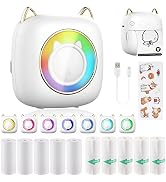 HUIJUTCHEN Mini Printer Portable, Bluetooth Pocket Thermal Sticker Printer with 10 Rolls Thermal ...