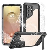 Mitywah Waterproof Case for Samsung Galaxy S25 Ultra, Heavy Duty Metal Kickstand Case, Shockproof...