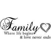 AUHOKY Family Where Life Begins & Love Never Ends Wall Decal Sticker Quotes, Removable DIY Mural ...