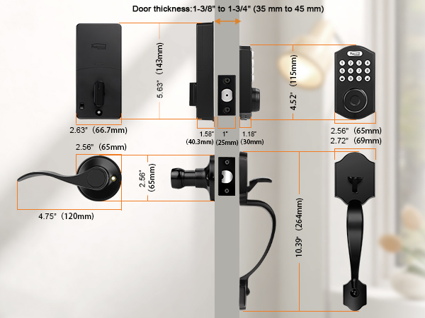 keypad door lock with handle