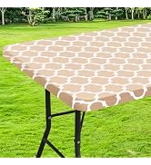 smiry Rectangle Picnic Tablecloth, Waterproof Elastic Fitted Table Covers for 6 Foot Tables, Wipe...