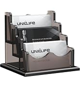 Uniclife Acrylic Business Card Holder for Desk 3 Slots Horizontal Business Card Display Stand for...
