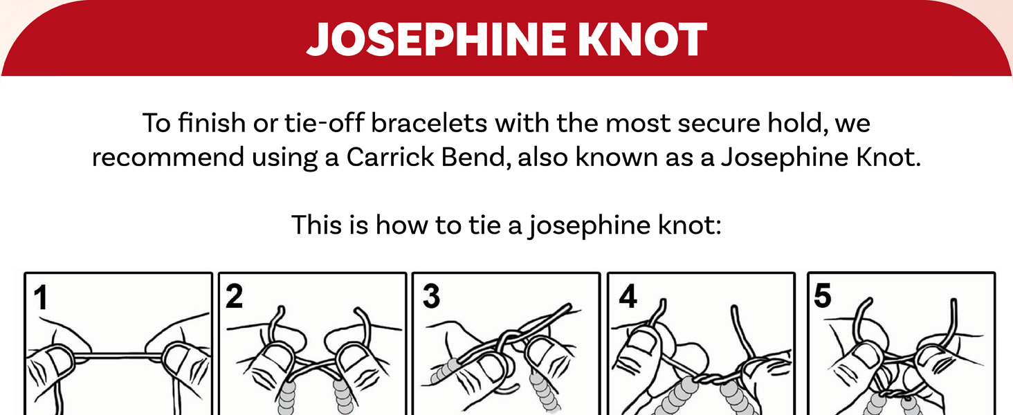 Best way to knot stretch magic thread, is to make a josephine knot or carrick bend.