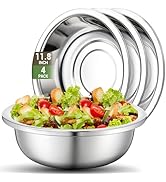Offiper 304(18/8) Large Stainless Steel Mixing Bowls Set, 4 Pack 11.8" 5.29 Quart Big Silver Meta...