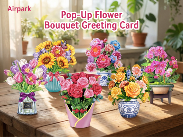 pop-up flower bouquet birthday cards for women