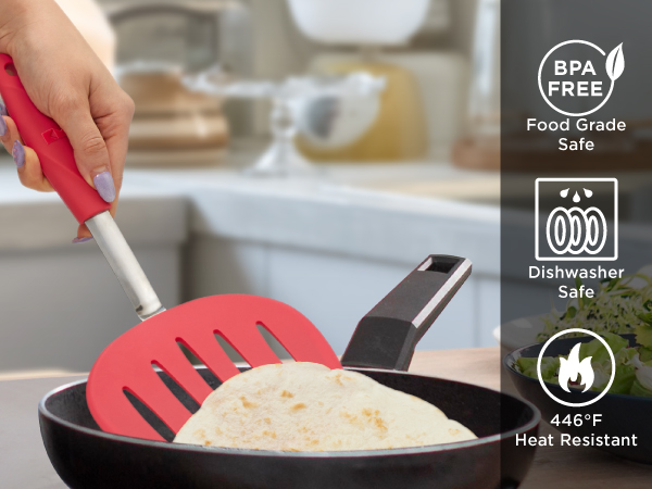 Kitchen Mama WALTZGRIP Platinum Silicone Pancake Spatula Turner : Heat-Resistant