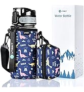 UTEBIT 16oz Kids Water Bottle, BPA Free Insulated Water Bottle with Straw, Plastic Sport Water Ju...