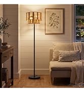 OYEARS 60" Farmhouse Floor Lamps for Living Room, Pull Chain&Rattan Shade | Modern Boho Standing ...