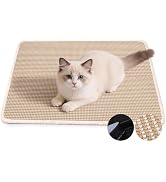 Petinstinct Cat Scratcher Mat, 23.6"x 15.7" Natural Sisal Cat Scratch Mat with Hook and Loop Tape...