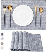 CADONO Placemats Set of 4 Washable Indoor/Outdoor Vinyl Place Mats for Dining Table Durable Non-S...
