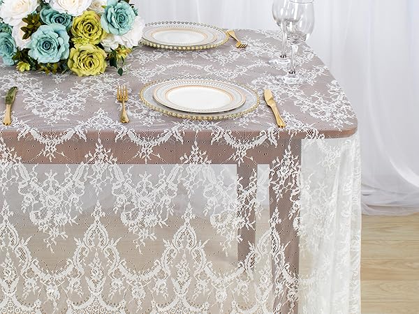 WHITE LACE TABLECLOTH