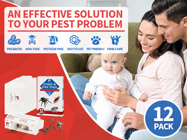 Mouse Traps Indoor for Home, Sticky Pest Control Adhesive Tray for Catching Bugs, Rats & Rodents,