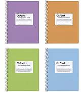 Oxford Spiral Composition Notebooks, 4 Pack, College Ruled Paper, 9-3/4 x 7-1/2 Inches, 80 Sheets...