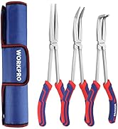 WORKPRO 3PC Long Reach Pliers Set, 11 Inch Extra Long Needle Nose Plier Set Includes Straight, 90...