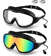 WIN.MAX Swimming Goggles 2 Pack Anti Fog Anti UV Clear View for Men Women Boys Girls,Swim Goggles...