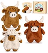 Fortuning's JDS Crochet Kit for Beginners - Crochet Highland Cow Beginner Crochet Kit for Adults,...