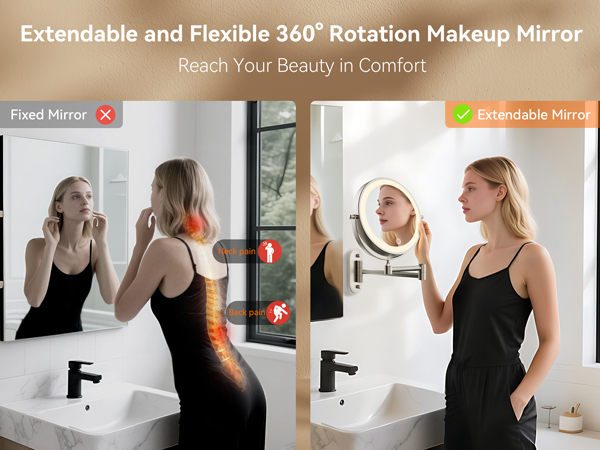 360° rotatable extendable arm for flexible viewing angles