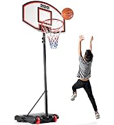 Play22 Kids Adjustable Basketball Hoop Height 5-7 FT - Portable Basketball Hoop for Kids Teenager...