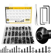 Mywish 900Pcs Metric Screw Assortment Kit, M3 M4 M5 M6 Bolts Nuts & Flat Washers, Grade 10.9 Allo...
