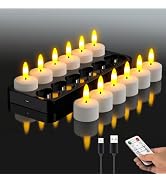 HL Rechargeable LED Tea Lights with USB Charging Base & Remote Timer - Battery Operated Flameless...