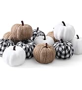 SITUMEIZI 12 Pcs Pumpkins Fake Harvest Velvet Pumpkin White Black Small Faux Fabric Foam Pumpkin ...