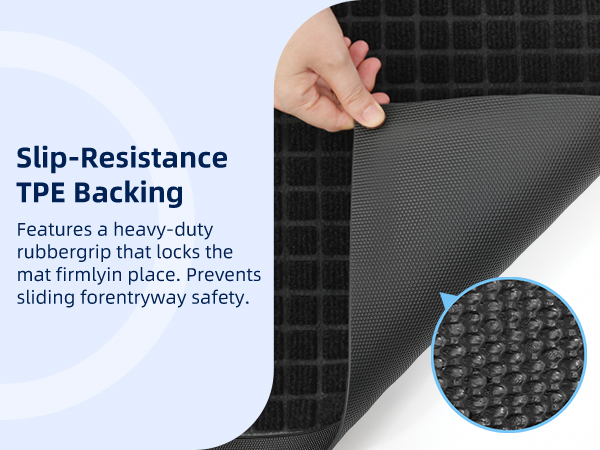 non-slip TPE backing firmly grips the ground and effectively stops shifting