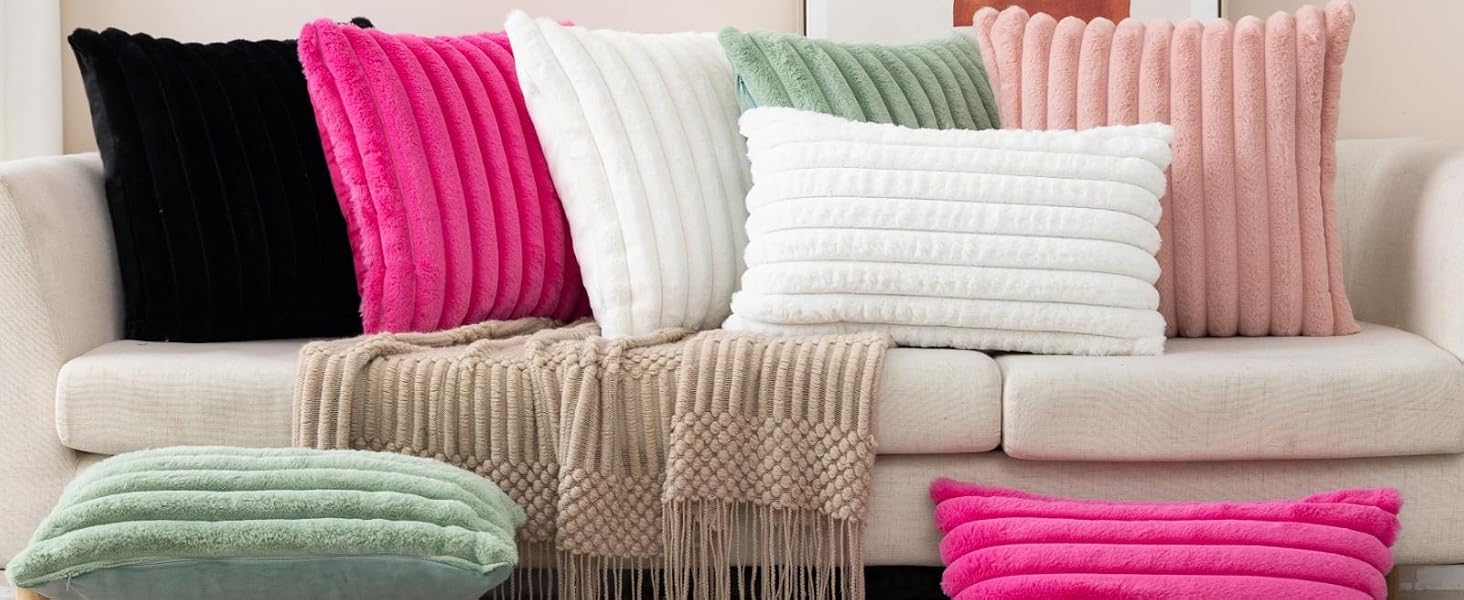 Faux fur plush pillow covers