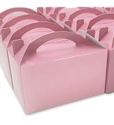 TIMESEEK 30-Pack Blush Pink Gable Treat Boxes with Handles - 6" Pop-Up Party Favor Gift Boxes for...