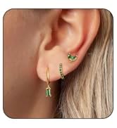 CAROVO 3/4/5/6 Pairs Earrings Set for Women Girls, Dainty 14K Gold/Silver Plated CZ Cartilage Ear...