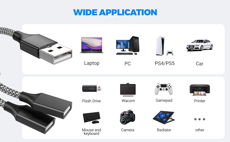 1 Male to 2 Female USB Adapter offers an easy way to extends your USB connection to the computer