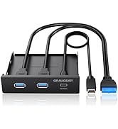 GRAUGEAR 3.5 Inch Front Panel USB Hub, Internal USB Hub with 20Gbps USB3.2 Gen2 USB-C and USB 3.0...