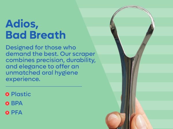 tongue cleaner for adults scrubs tongue of food particles effectively and comes with 2 metal cases