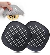 Hair Drain Catcher,Square Drain Cover for Shower Silicone Hair Stopper with Suction Cup,Easy to I...