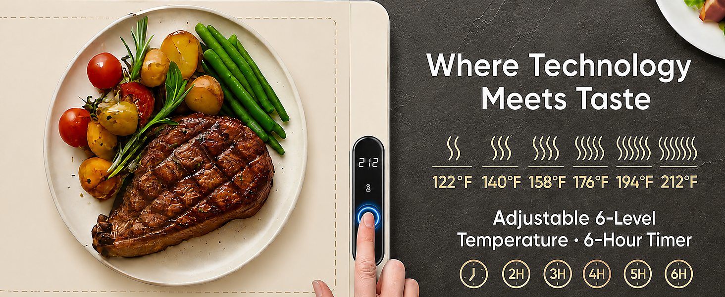 6 timer 6 hours adjustable food warming mat