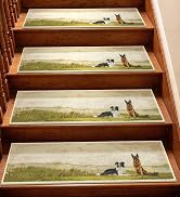 Bald Eagle Grip Stair Stair Treads for Wooden Steps, Dogs on the Grassland, 15 pcs