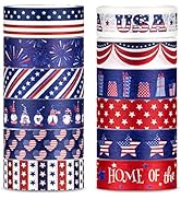Whaline 12 Rolls 4th of July Washi Tape Patriotic American Flag Washi Masking Tape Red Blue White...