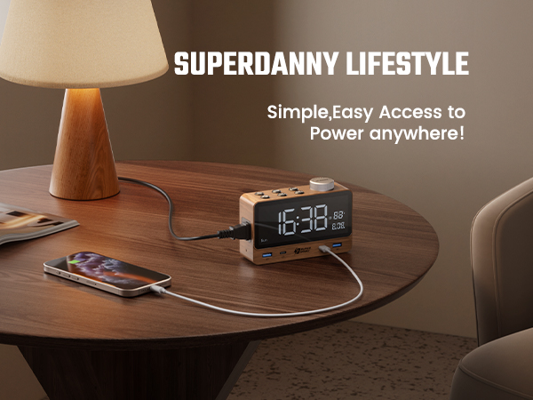 SUPERDANNY Digital alarm clock charging station