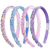 FROG SAC 4 Thin Headbands for Girls - Sequin Headband Set for Kids, Sprinkle Hair Bands for Child...