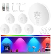 Rechargeable Puck Lights with Remote, 6 Pack Magnetic Under Cabinet Lighting, 1500mAh Battery Ope...