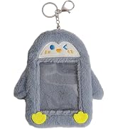 Gray Penguin Cute 3Inch Plush Cartoon Idol Photo Album With Keychain, Mini Photoelectric Card Hol...
