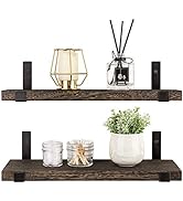 Mkono Rustic Wood Floating Shelves Wall Mounted Shelving Set of 2 Decorative Wall Storage Shelves...