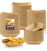 ZORRITA 1/4 Lb Small Paper Food Trays, 100 Pack Disposable Mini Food Boats Bulk Brown Kraft Paper...