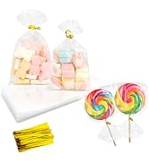 Cidenbio 100 PCS Cellophane Treat Bags, Koudindg 3x5 In Clear Cellophane Gift Bags with Twist Tie...