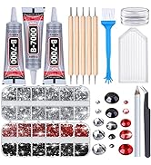 B-7000 Rhinestone Glue for Crafts, 4000Pcs Upgrade Crystal Clear Flatback Rhinestones with 3Pcs A...