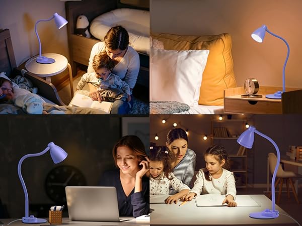 LED Desk Lamp with USB Charging Port Dimmable Reading Lamp Task Table Light Office Dorm Bedside