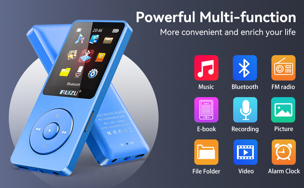 reproductor de musica digital audio player portable music player for kids mp3 player with bluetooth